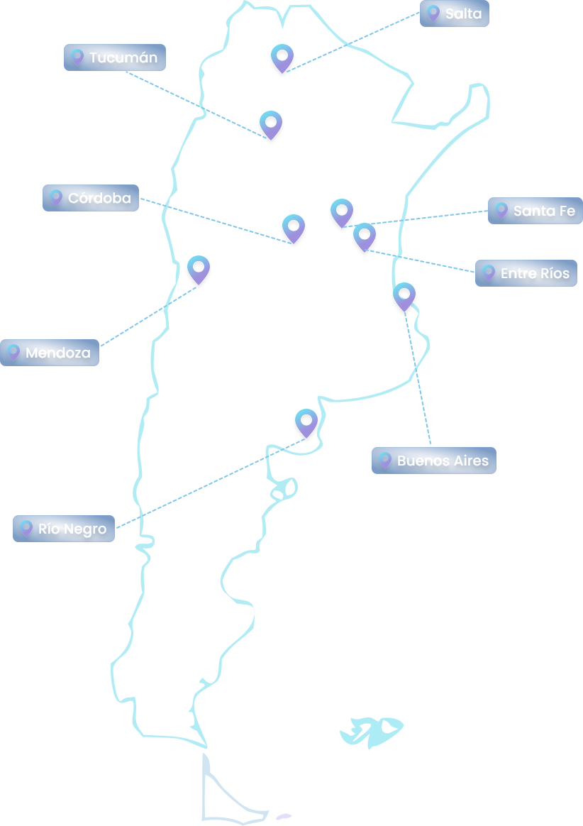 Mapa de Argentina con presencia de Squad
